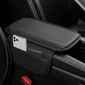 Car Armrest Cover for Mazda CX5 2012-2025, Center Console Cushion Leather Armrest Pad Protector with Storage Pockets Diamond Pattern,Black and red