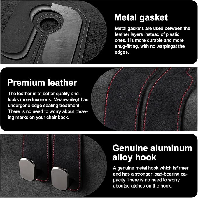 JinnEterri Car Purse Hook Purse Hook for Car Seats Headrest Car Seat Hooks,Heavy Duty Vehicle Organizer for Handbags, Groceries, Purses, Keep Car Tidy (Black, 2 Pack)