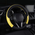 Auto Car Genuine Leather Steering Wheel Cover Anti Slip Wrap 15" (Yellow)