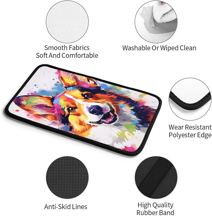 indokyeyqaz Universal Car Center Console Cushion Pad, Colorful Cute Corgi Dog Soft Waterproof Car Center Console Cover Auto Armrest Seat Box Cover Protector for Most Vehicle SUV Truck Car