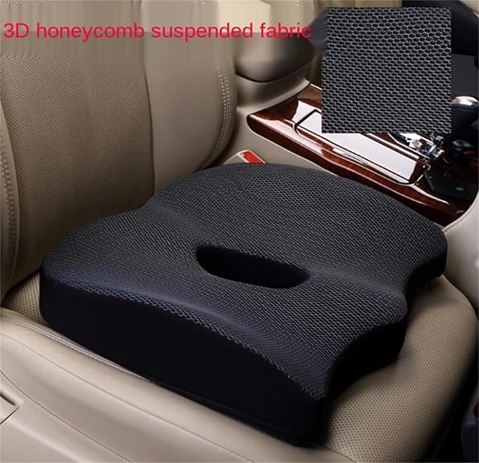 Heightening Wedge Car Seat Cushion Pad for Driving with Comfort Memory Foam, Curved Design Closely Adheres to The Lumbar Spine and Buttocks, Relieving Fatigue Broader Vision (Waist Cushion,Purple)