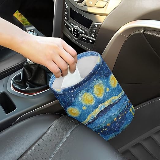 Brosoneto Starry Night Print Portable Car Garbage Bin Collapsible Hanging Portable Dustbin Bin Waste Basket Car Accessories Interior for Car SUV Trucks Universal