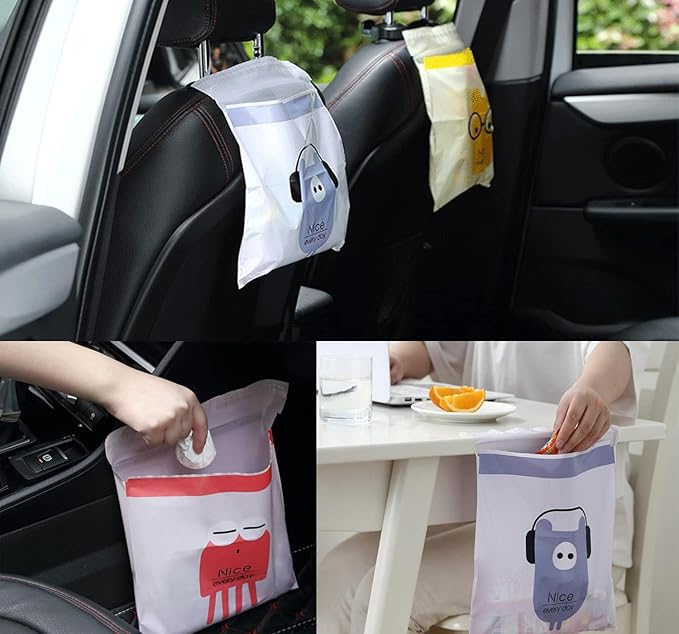 75pcs Car Trash Bags Disposable (Yellow Cartoon)