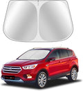 Toluoma Custom Fit Windshield Sun Shade for Ford Escape 2013-2019 - Full Coverage, 210T Reflective Fabric, Double-Layer Design - Blocks 99% UV Rays, Keeps Car Cool, Easy to Install and Store