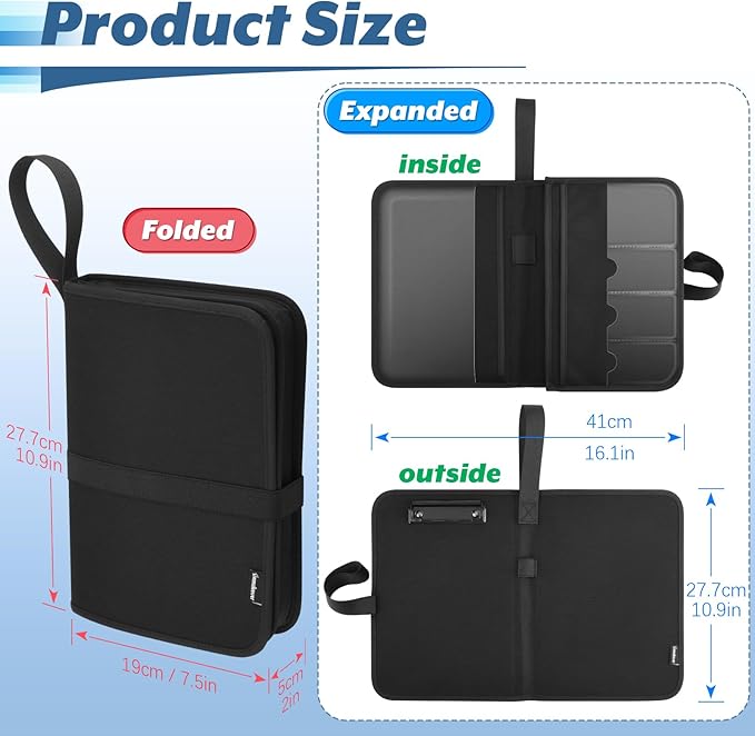 Portable Car Glove Box Document Holder, Owner Manual Case Pouch, Glove Box Organizer for Vehicle Storage Wallet for Registration & Insurance Card, for Car, SUV, Truck – Black