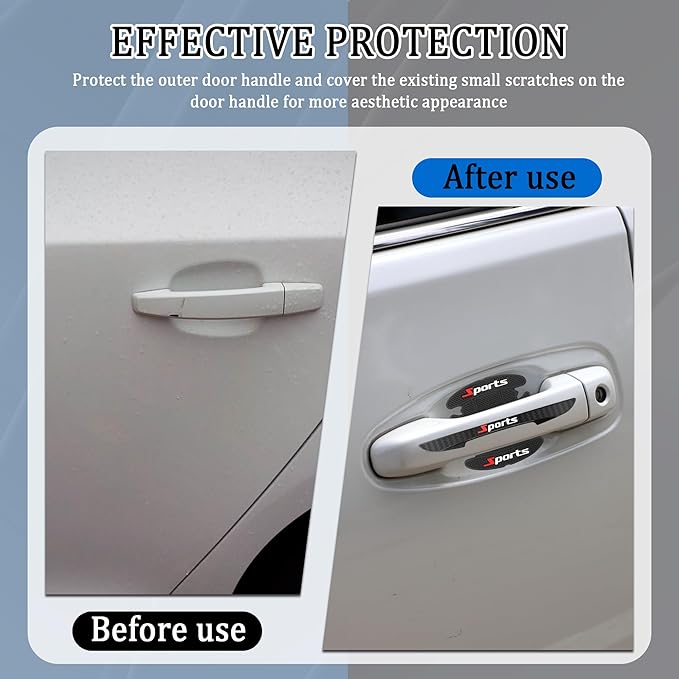 8PCS Car Door Handle Protectors,Stylish PVC Car Door Edge Protector with Sport Word Can Avoid Scratching,Universal Car Door Handle Cup Protector Suitable for Most Vehicle (Black)