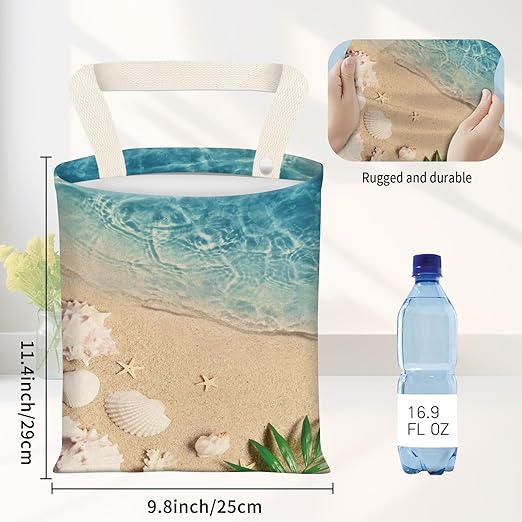 ADQWIOVL Car Garbage Can, Seat Back Hanging Cute Car Trash Can Bag, Car Organizer and Storage Bag for Travelling, Outdoor Summer Beach Sand Wave