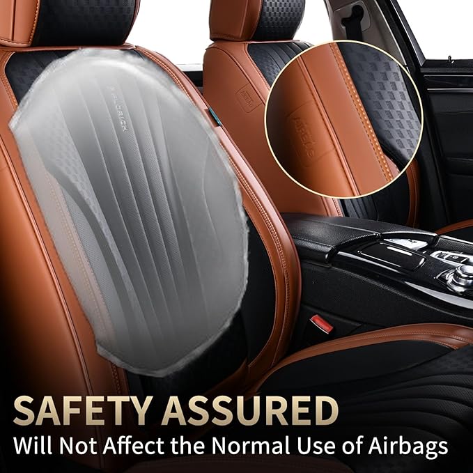 FLORICH Car Seat Covers, Premium Leatherette Car Seat Covers Front Seats, Breathable Car Seat Cushion for Cars, Automotive Seat Protectors for Most Sedans Cars SUV Trucks, Black&Brown