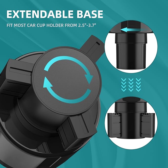 Car Cup Holder Expander Adapter with Offset Base, Cup Holder Extender for Car Compatible with Yeti 14/24/36oz, Hydro Flasks 32/40oz, Other Large Water Bottles and Mugs in 3.2"-4.0"
