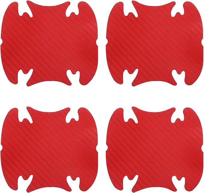 HARFINGTON 4pcs Car Door Handle Scratch Protectors Carbon Fiber Bowl Cover Anti Scratch 3D Sticker Automotive Door Handle Cups Protective Film Bowl Sticker for All Cars, Red