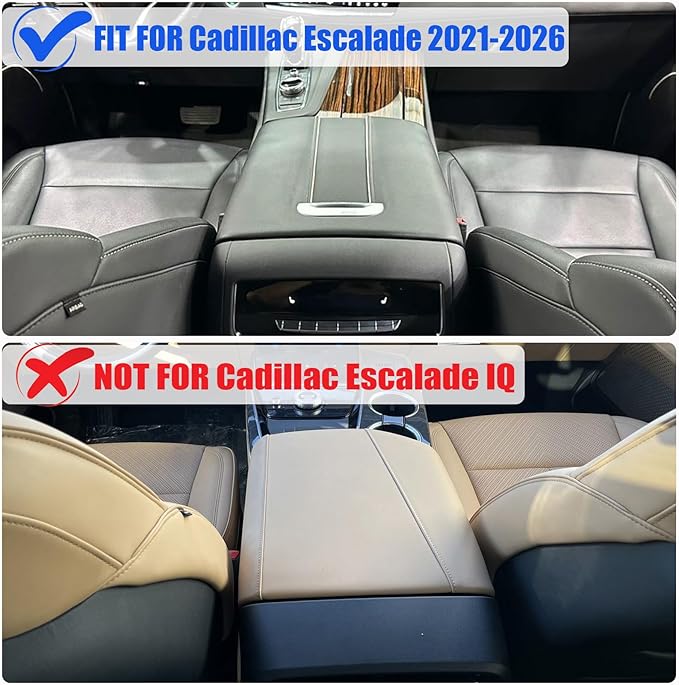 Center Console Cover for Cadillac Escalade 2021 2022 2023 2024 2025 2026 - Premium PU Leather Armrest Pad with Extra Padding, Scratch-Resistant & Stylish for Escalade Interior Accessory