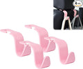 Amooca Car Seat Headrest Hook 4 Pack Hanger Universal Vehicle Car Storage Organizer for Handbag Purse Coat S Type Checkered Pink
