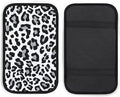 Black White and Grey Leopard Print Car Center Console Cushion Pad,Waterproof Armrest Seat Box Cover Protector,Comfortable Car Decor Accessories Fit for Most Cars, Vehicles, SUVs