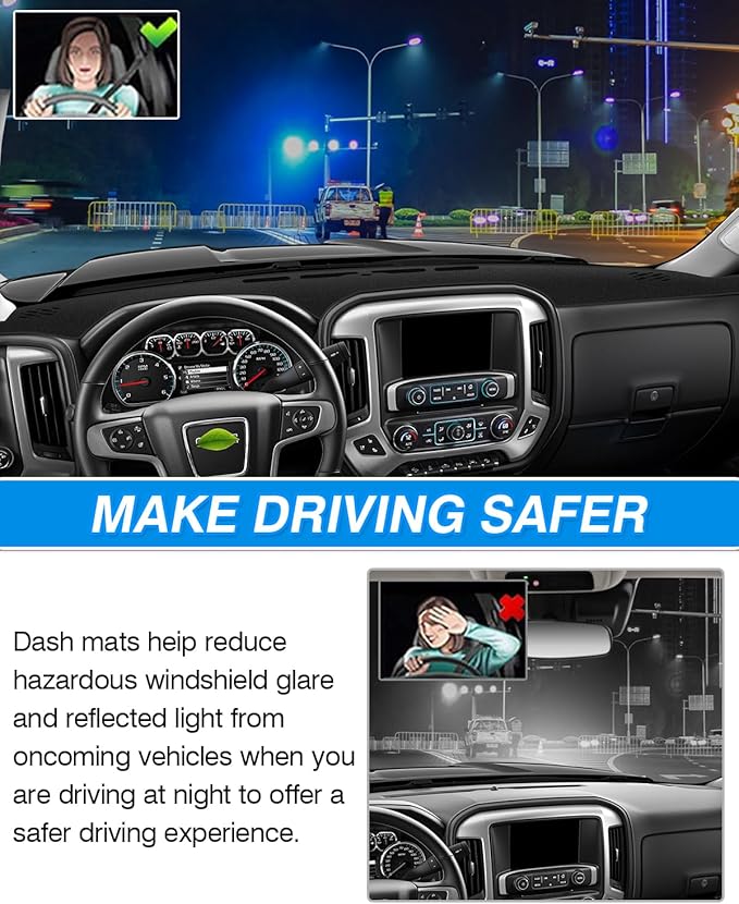 CARTIST Dash Cover Custom Fit for Chevy Chevrolet Silverado/GMC Sierra 1500 2014-2018,Silverado/GMC Sierra 2500HD 3500HD 2015-2019 Accessories Dashboard Cover Mat