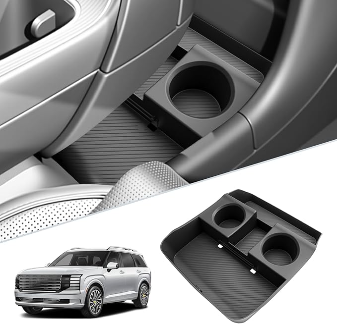 SKTU for 2026 Hyundai Palisade Center Console Organizer for 2026+ Hyundai Palisade Lower Console Tray Hyundai Palisade 2026 Accessories Under Console Tray with Cup Holder (7-Seat Version Only)