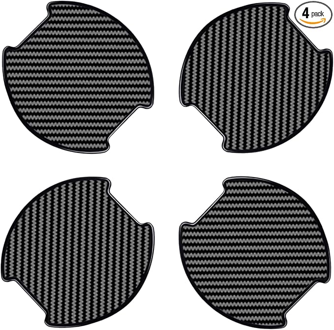Worcas TPU Carbon Fiber Like Car Door Handle Cup Protective Sticker Auto Door Paint Guard Car Door Cup Scratch Protection Films Universal Door Handle Cups Protective Pad (L-4PCS)