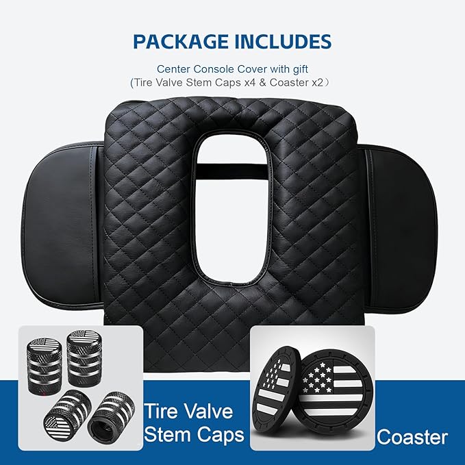 Center Console Armrest Cover for GMC Sierra & Chevy Silverado 2019-2025 Accessories, Middle Console Lid Protector,Arm Rest Cushion with Pockets Storage Bag, (Fits Jump Seat Console Only)
