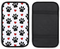 Black Dog Paws Red Hearts Car Center Console Cushion Pad,Waterproof Armrest Seat Box Cover Protector,Comfortable Car Decor Accessories Fit for Most Cars, Vehicles, SUVs