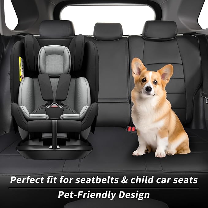 coverdream Corolla Cross Leather Seat Covers Custom Fit for 2023-2026 Toyota Corolla Cross Hybrid S,SE,XSE,Nightshade SUV,Fully Covered,Luxury Waterproof Car Seat Protector(Full Set,Black)