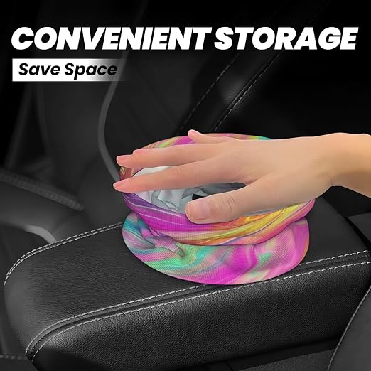 Psychedelic Colors Car Trash Can Garbage Cans Foldable,Cute Hanging Car Organizer and Storage Bag Leak Proof, Auto Back Seat Trash Bin Universal for Truck, SUV, Outdoor Travel