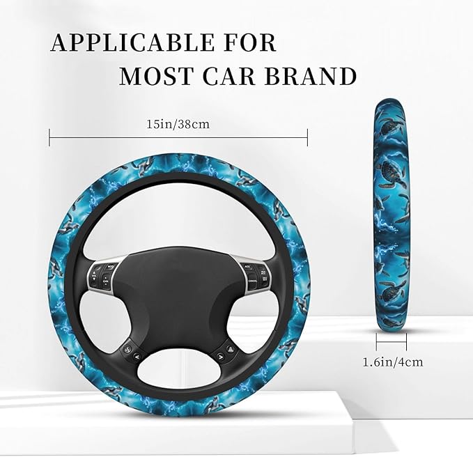 Cool Sea Turtles Universal Fit Steering Wheel Cover for Car, Truck, and SUV, Durable Steering Wheel Protection