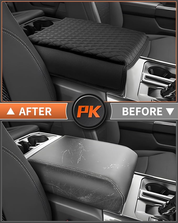 Shademax Center Console Cover for 2021-2025 2026 Ford F150, 2022-2025 F150 Lightning Work Surface Console Armrest Cover Cushion Pad PU Leather Armrest Seat Box Protector F150 Interior Accessories