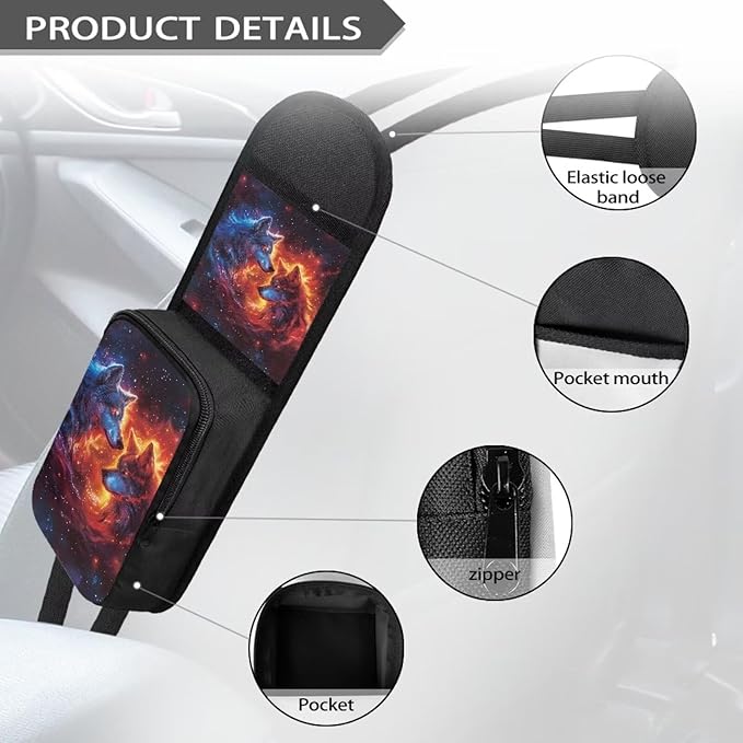 Wolf Automobile Seat Storage Hanging Bag Car Seat Organizer Front Seat Multi-Functional Drink, Stuff Holder Car Accessories