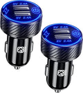 【2Pack】 USB Car Charger, Dual USB Port Cigarette Lighter Adapter, 5V/4.8A Charge Car Phone Charger with Blue LED & Touch Switch