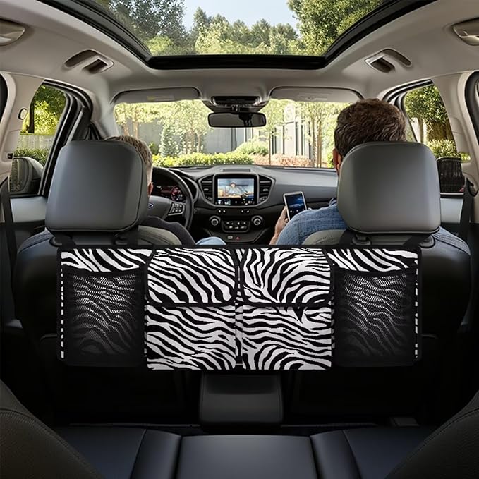 Trunk Organizer for Car, Car Organization Accessories Black Zebra Print Car Trunk Organizer for Sedan,Truck,Van, Frees Trunk Floor, Sturdy Space Saving Expert