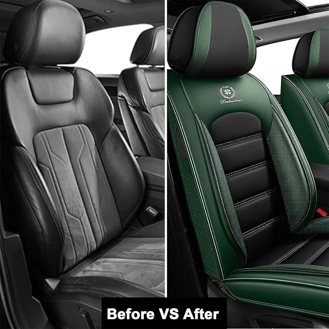 AREKA 2 Seat Covers for Honda Civic 2002-2026 Breathable Car Seat Covers,Anti-Slip Waterproof Car Seat Protectors with Airbag,Automotive Vehicle Cushion with Storage Pockets (Standard,Green)