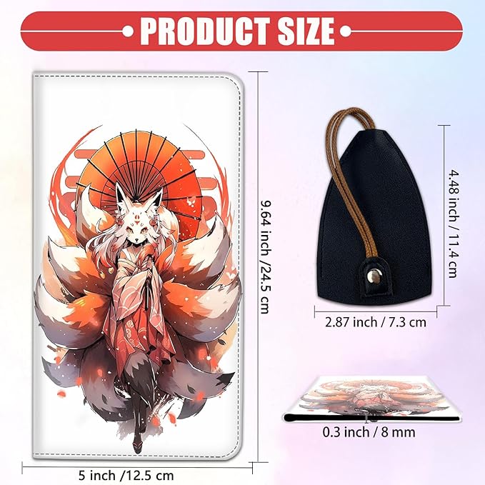 Car Registration and Insurance Card Holder for Women Men, Waterproof PU Leather Glove Box Car Organizer with Magnetic Shut, Vehicle Document Holder for Driver License,Cards, Fox Pattern