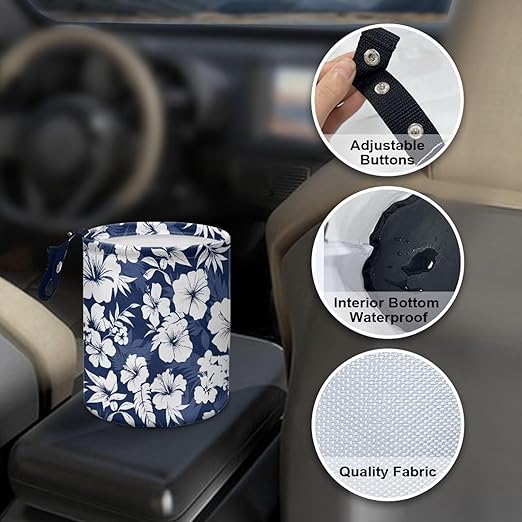 Brosoneto Hanging Portable Car Hibiscus Flower Multipurpose Car Accessories Interior Universal Collapsible Back Seat, Front Console, Floor, or Hanging Headrest Waste Basket