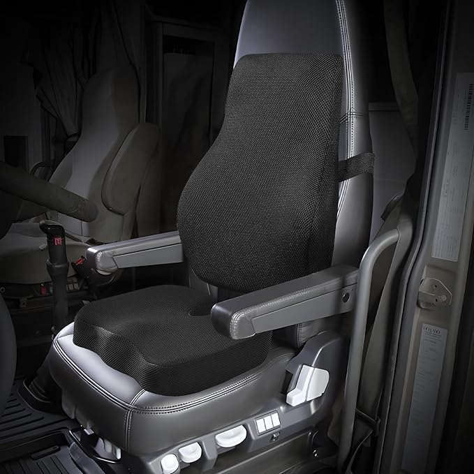 Car Seat Cushion & Back for Most Semi Truck Models, Compatible with Freightliner Volvo Kenworth Peterbilt, Driver Seat Cover for Semi Truck