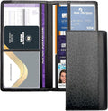 FinestHouse Car Registration and Insurance Holder with Magnetic Closure, Universal Document Organizer for License, Insurance Cards & Glove Box Storage (Leopard-Black)