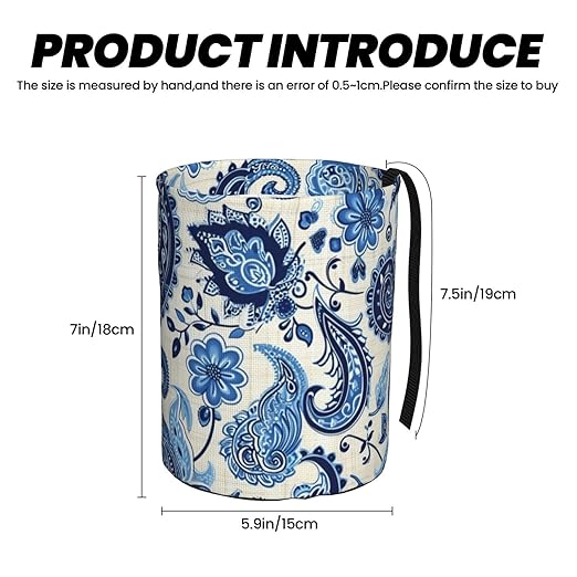 Paisley Flowers Car Trash Can Garbage Cans Foldable,Cute Hanging Car Organizer and Storage Bag Leak Proof, Auto Back Seat Trash Bin Universal for Truck, SUV, Outdoor Travel