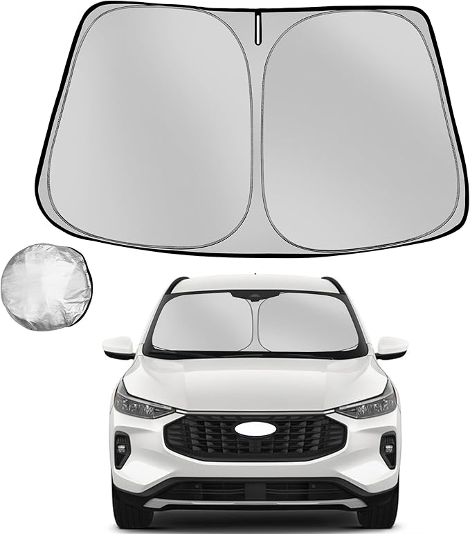 Fonowka Windshield Sun Shade for 2020-2025 Ford Escape Foldable Sun Sunshade for Car Front Window Blocks UV Rays and Heat Automotive Interior Protector Custom Fit Accessories
