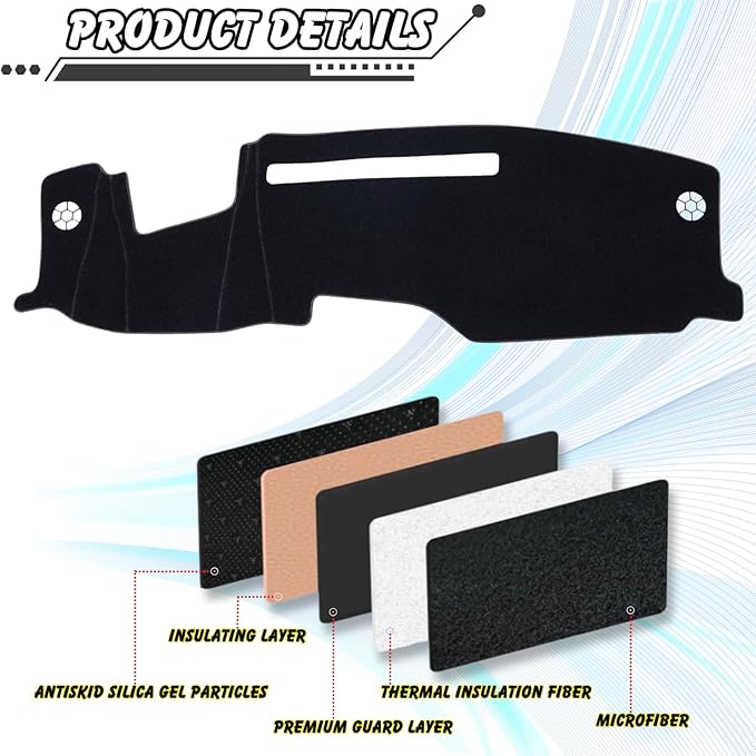Non-Slip Dash Cover Mat Sunshield Protector Pad Compatible with Chevy Chevrolet Silverado 2022-2024 2025/ for GMC Sierra 1500 / Sierra 2500HD / 3500HD 2024 2025 Dashboard Cover (Black Trim)