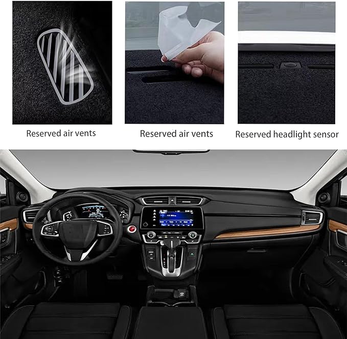 Upgraded Dash Mat for 2017-2022 Honda CRV Polyester Dash Board UV Protection Non-Slip Windshield Reflective DashCover Interior Accessory Black