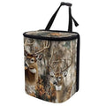 Talayituse Deer Hunting Camo Leaves Print Car Trash Can with Lid, Leak Proof Auto Trash Bag Hanging Vehicle Garbage Can Multipurpose Storage Container for Back Seat Road Trip