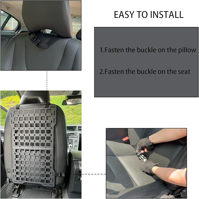Metal Rigid Molle Panels for Vehicles - Alloy Truck Mount Rack Tactical Seat Back Organizer - Adjustable, Versatile Panel - Stronger Than Plastic - 4 Loop Fasteners - Eco-Friendly