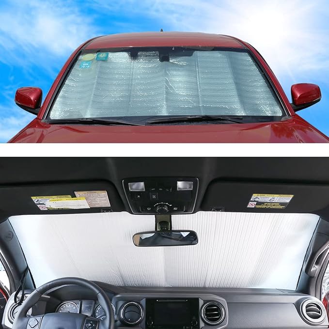 LLKUANG Car Windshield Sun Shade Compatible with Toyota Tacoma 2006-2024 Auto Windshield Sunshades Foldable Blocks UV Rays Sun Visor to Keep Your Vehicle Cool and Damage Free (Style A)