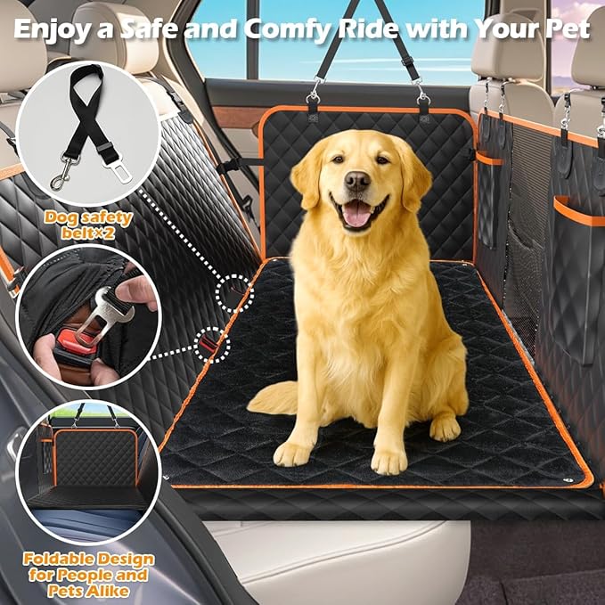 SIVEIS XL Dog Car Seat Extender for Full Size Truck with Hard Bottom, Waterproof Dog Car Seat Cover for Back Seat, Pet Seat Cover with Blanket Cushion for Crew Cab F150, Tundra, RAM 1500, Silverado