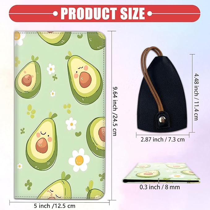Car Registration and Insurance Card Holder for Women Men, Waterproof PU Leather Glove Box Car Organizer with Magnetic Shut, Vehicle Document Holder for Driver License,Cards, Cute Avocado Pattern