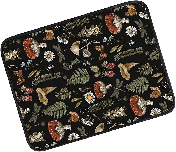 Car Center Console Cover, Universal Soft Large Neoprene Auto Armrest Seat Box Cover, Funny Car Decor Accessories Fit for Most Cars, Vehicles, SUVs Cute Boho Mushroom