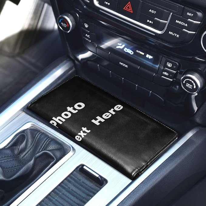 Custom Car Registration and Insurance Holder with Photo/Text/Picture Customization Vehicle Glove Box Organizer Personalized Car Accessories Wallet Case for Women Men