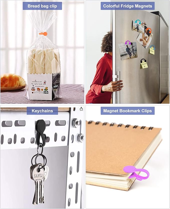 8PCS Silicone Magnetic Cable Ties & Clips, Cord Organizer [1S] Management Reusable Magnet Cable Organizer, Phone Cord Holder for Organizing, Bookmark Whiteboard Fridge Magnets etc