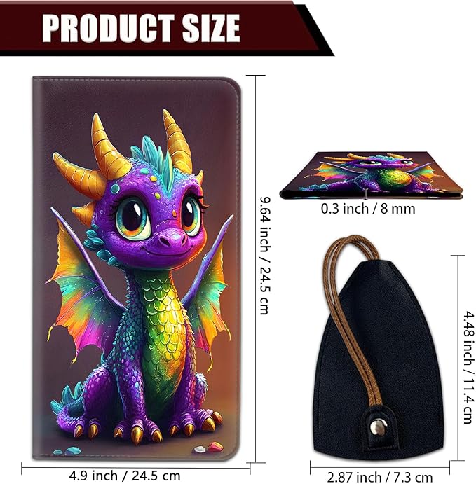 Car Document Holder with Magnetic Shut, Car Registration and Insurance Card Holder, Vehicle Glove Box Organizer Documents, Driver License, Auto Paperwork Organizer Wallet, Colorful Baby Dragon Pattern