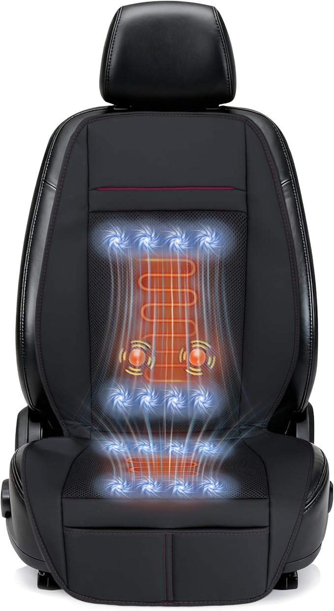 All-Weather Car Seat Cooling System with 16 Fans & Massage, 12V Ventilated Pad for Front Seats, Compatible with Cars and SUVs (Warm&Cooling&Massage-1)