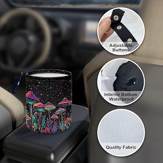 Brosoneto Colorful Mushroom Car Garbage Bin Car Trash Bin Car Trash Can Bags Collapsible Accessories Trash Can Rubbish Bin Garbage Bin Decoration Car Interior Universal