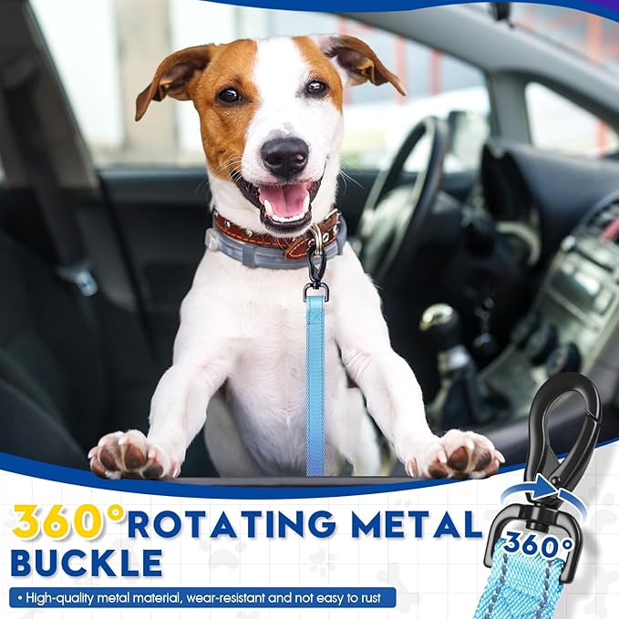2 Piece Dog Car Seat Belt Harness Retractable Restraint for Car Headrest Adjustable Heavy Duty & Elastic & Durable Dog Car Seat Belt (Blue)